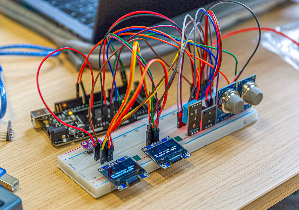 Prototype of temperature, humidity sensor designed by students