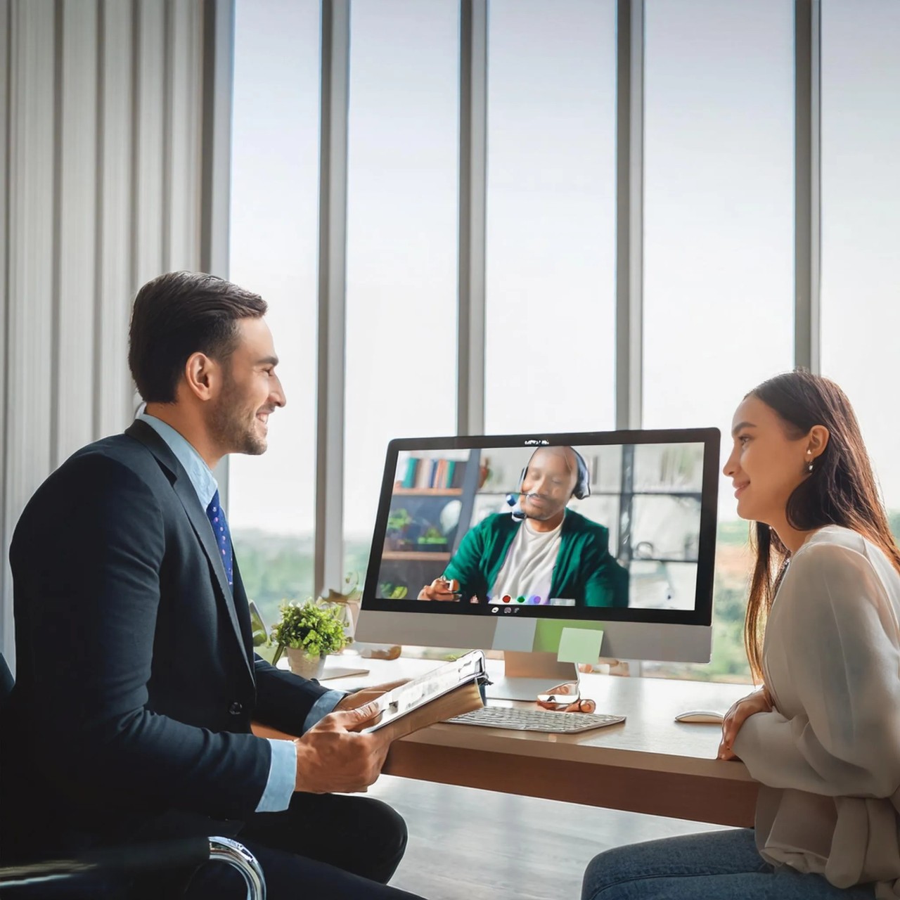Photo of people in a video conference