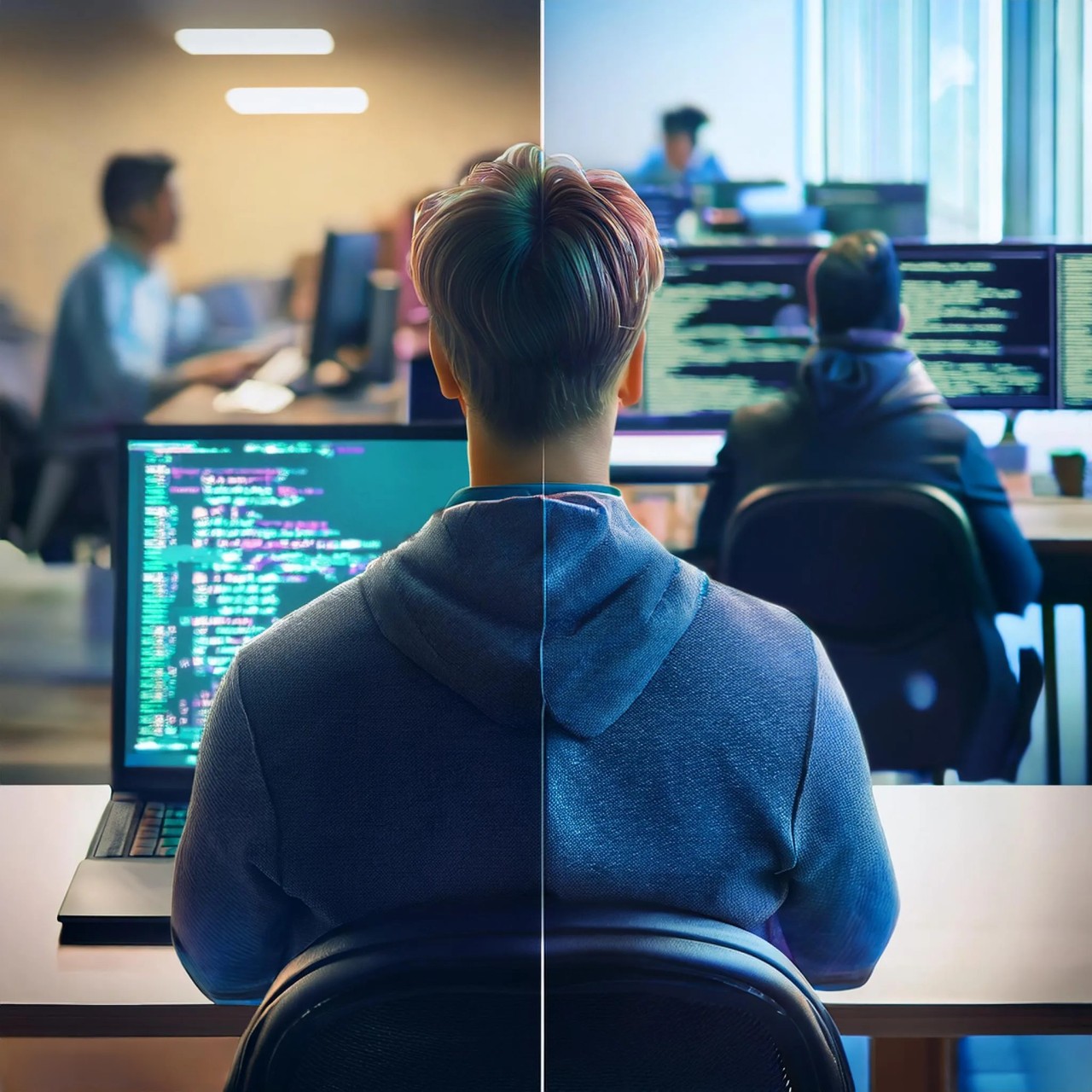 Photo d'un étudiant en programmation